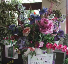 Silk Arrangement, Peonies, Iris, Snapdragons, Poppies...